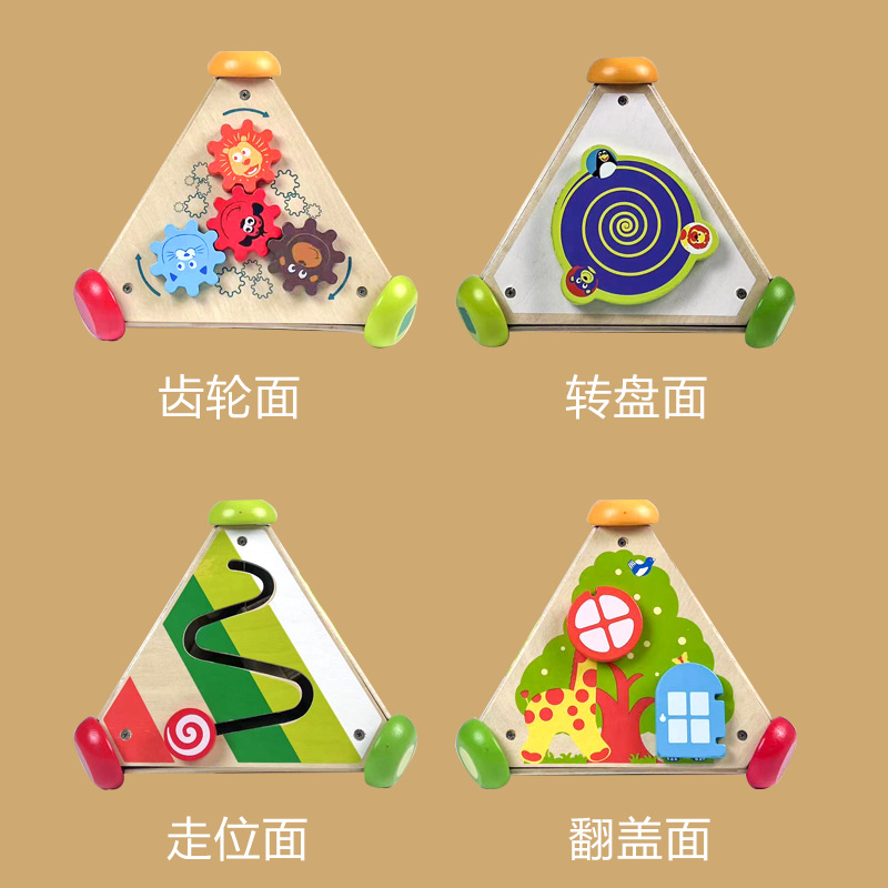 Caja de música triangular de madera multifuncional para niños, juguetes, inteligencia para bebés, educación temprana, cerebro práctico, inteligencia, juegos ocupados