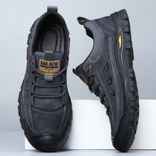 男鞋真皮2025秋季新款男士休闲耐磨登山鞋户外厚底防滑徒步皮鞋男