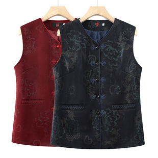 Old Lady Tang Dress Vest Jacket Mother Spring and Autumn Vest Middle-aged and Elderly Vest Female Grandma Autumn Dress Outer Wear Vest