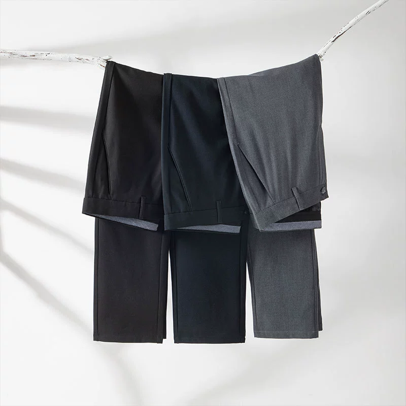 Весенние, летние и осенние мужские повседневные брюки свободные прямые мужские брюки эластичные брюки бизнес брюки легкие роскошные без горячих брюк