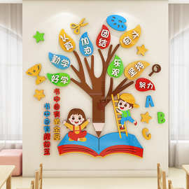 。学校班级教室布置小学生开学文化墙背景墙面装饰励志标语墙贴纸