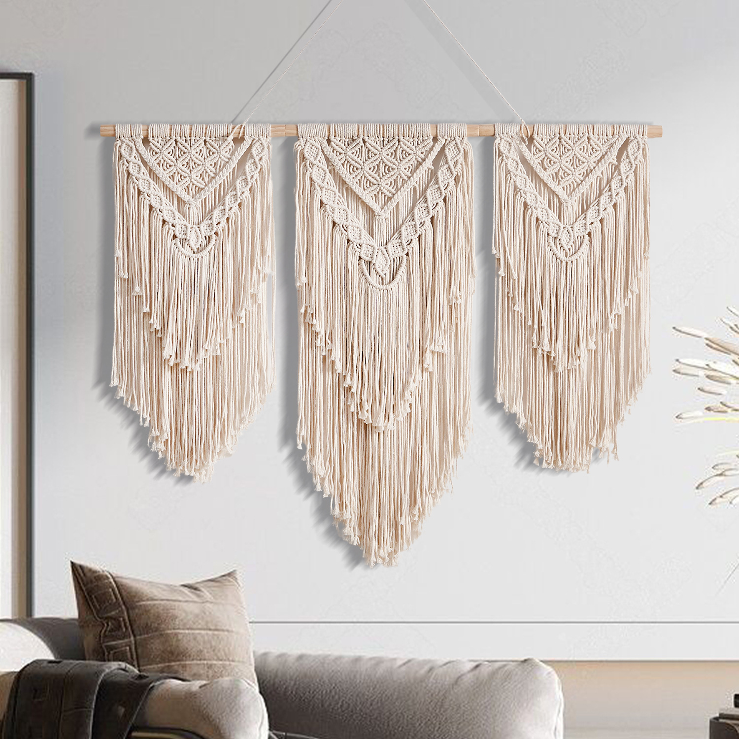 New Bohemian Simple Decor Handwoven Tapestry Three-Section Door Curtain Partition Removable_voghion.com
