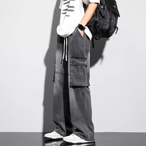 Men's Workwear Jeans, Spring/Summer American-style Trendy Brand, Loose Straight-leg Pants, Men's Trousers, Autumn/Winter New Arrival Casual Long Pants