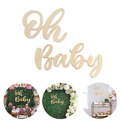 Wooden Oh Baby Wall Decal for Baby Boy and Girl, Birthday Party Wood Decorations