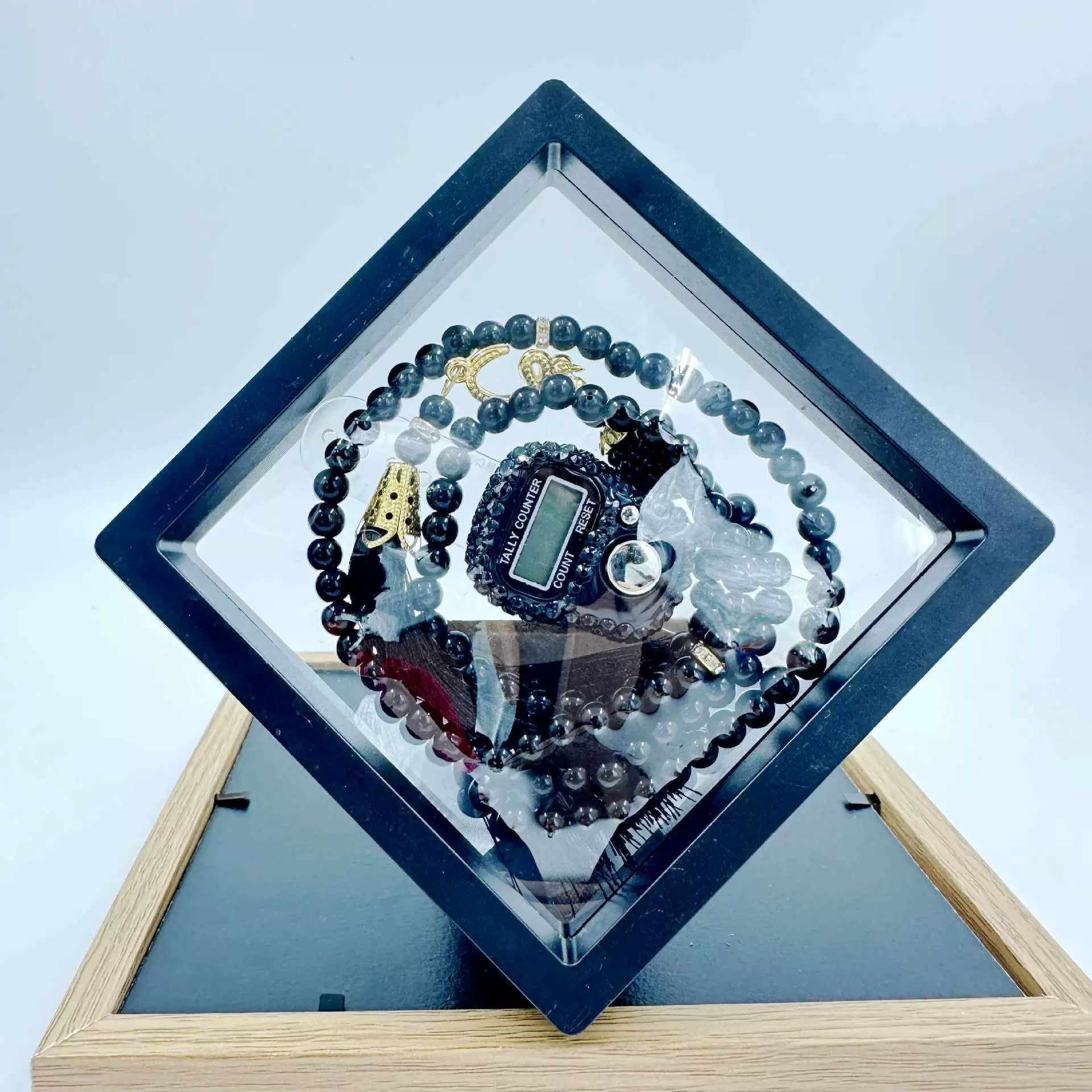 Подарочный набор с цифровым дисплеем TZ-201: комбинация бриллиантового счетчика и бусин из искусственного жемчуга, креативный, компактный и портативный