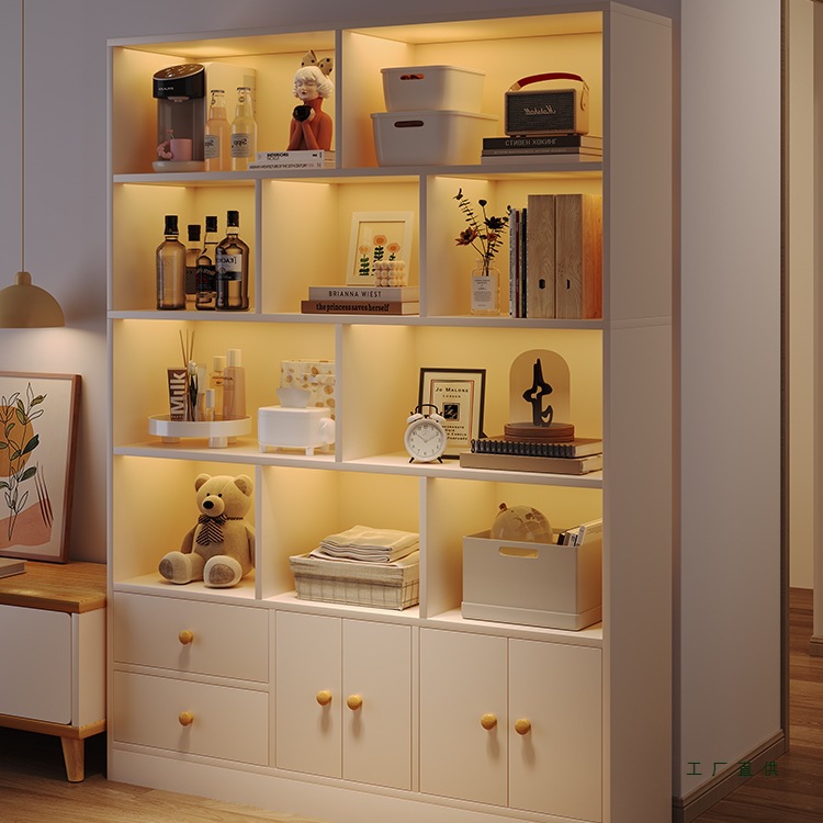 Bookshelf Floor-Standing Living Room Dust-Proof Storage Rack Display Cabinet with Door Home Wall Storage Storage Cabinet Student Bookcase