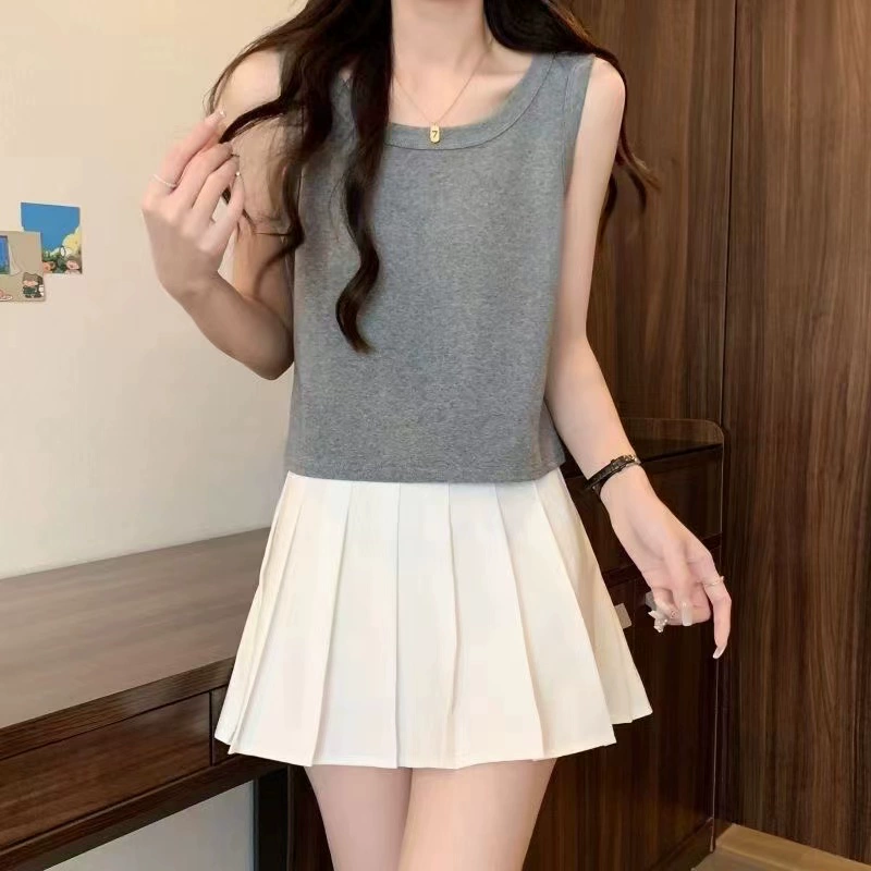 Хлопок короткий свободный камзол жилет женский 2025 летний новый большой размер снаружи носить внутренний спортивный нижний топ без рукавов