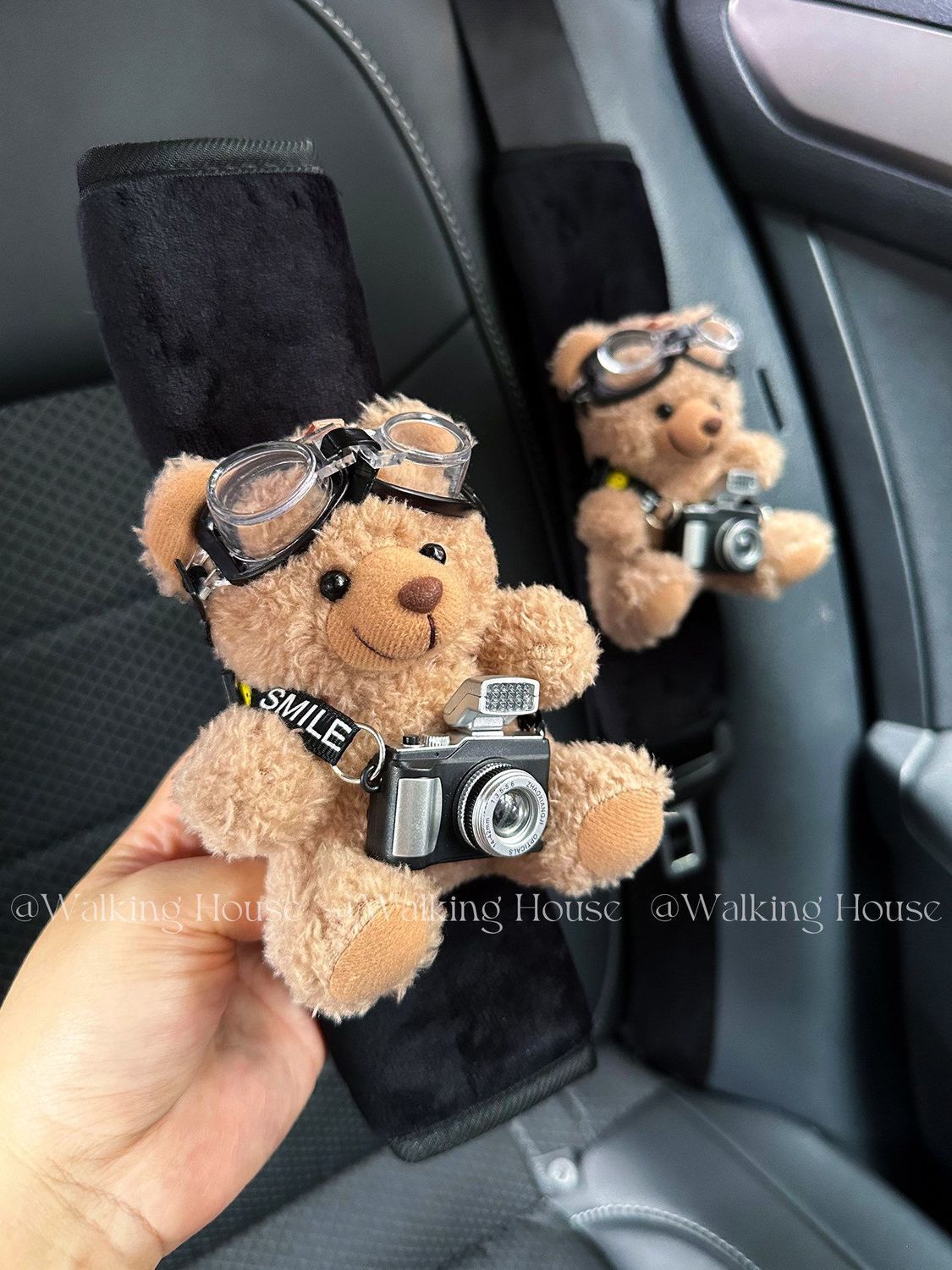Car Seatbelt Decorative Shoulder Pads, Cute and High-End, Maillard Bear Plush Car Interior Decoration Gift