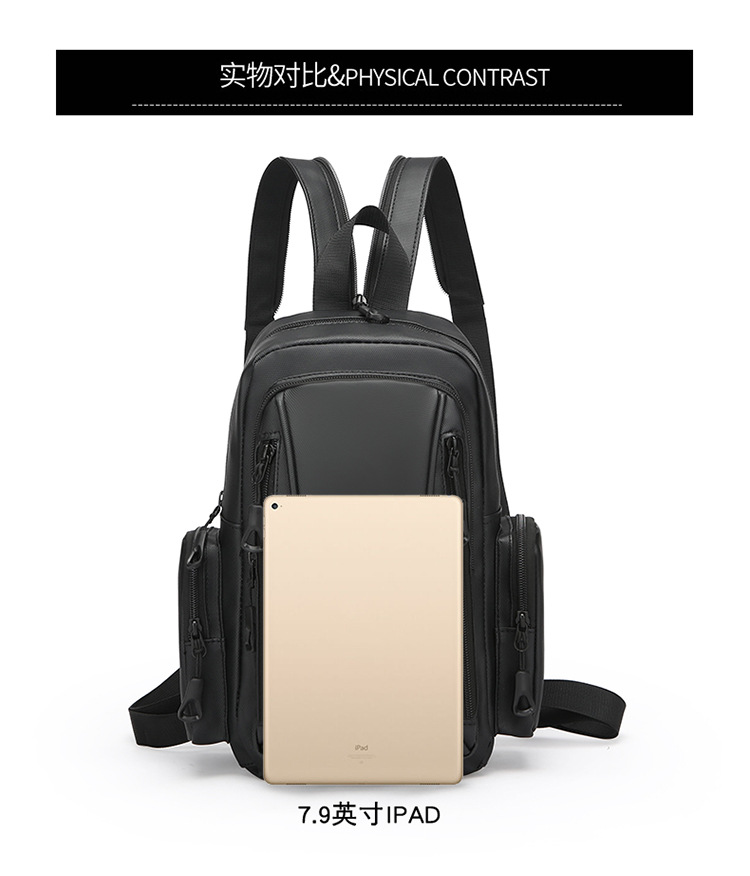 New business backpack, water-resistant, suitable for both shoulder and single shoulder, men's chest bag, cross-border Oxford fabric, men's computer backpack undefined