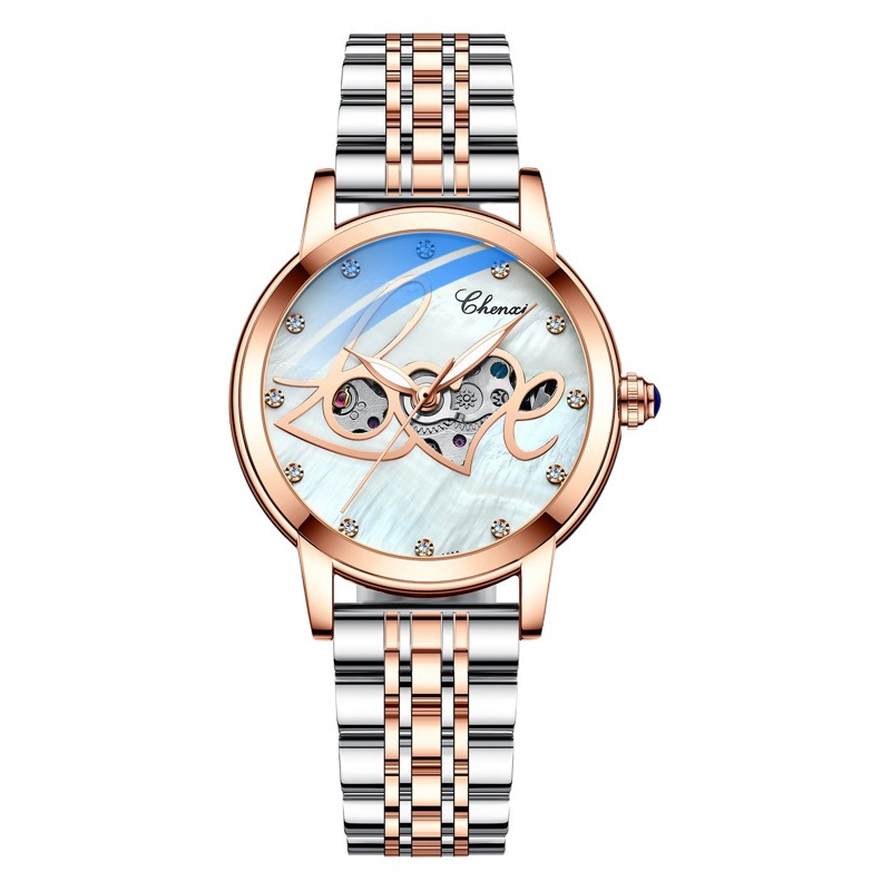 CHENXI nueva moda luminosa impermeable reloj de las mujeres de acero sólido cinturón hueco reloj mecánico automático