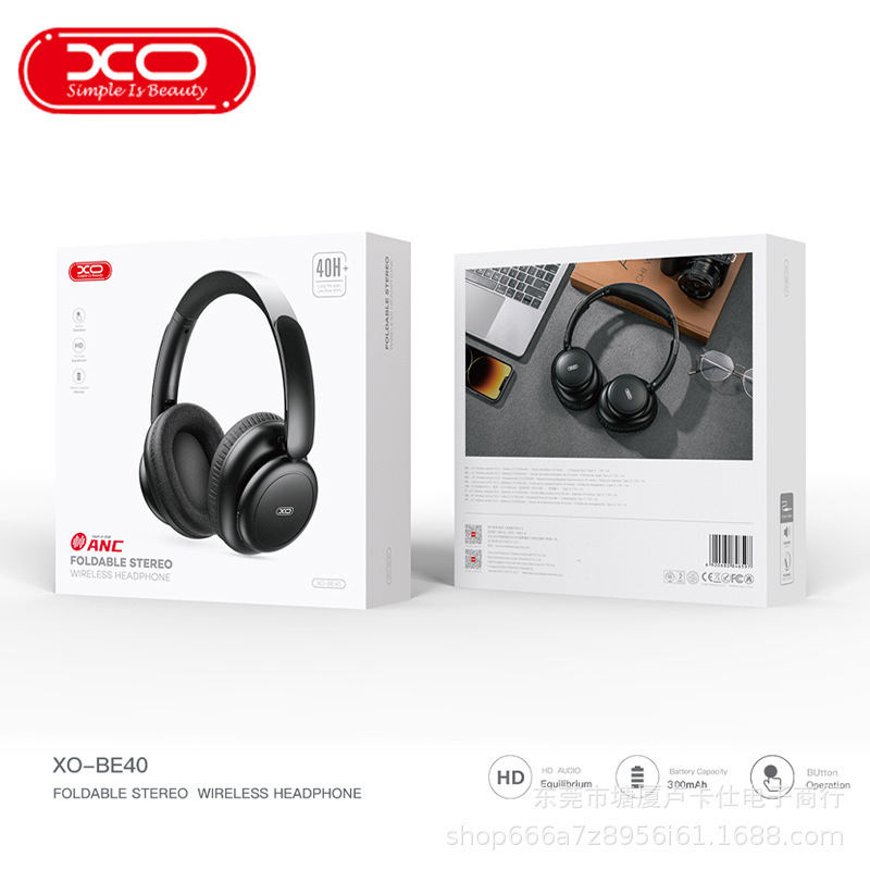 XO BE40 new ANC noise reduction headset Bluetooth foldable wireless sports stereo headset cross-border