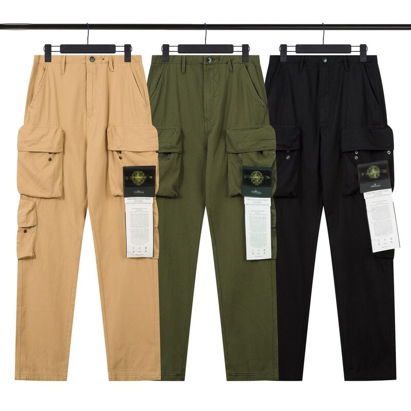 Cross-Border European and American Spring and Autumn New Stone Compass Badge Embroidered Cargo Pants Loose Straight Casual Long Pants