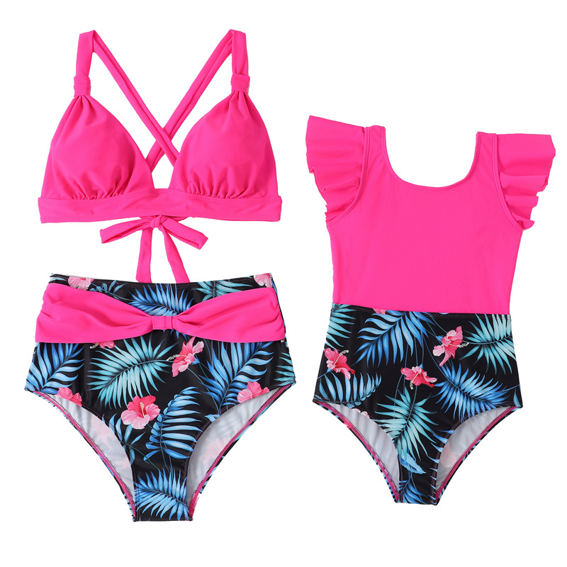 Mother&daughter Lady Classic Style Printing 2 Pieces Set Bikinis Swimwear display picture 5