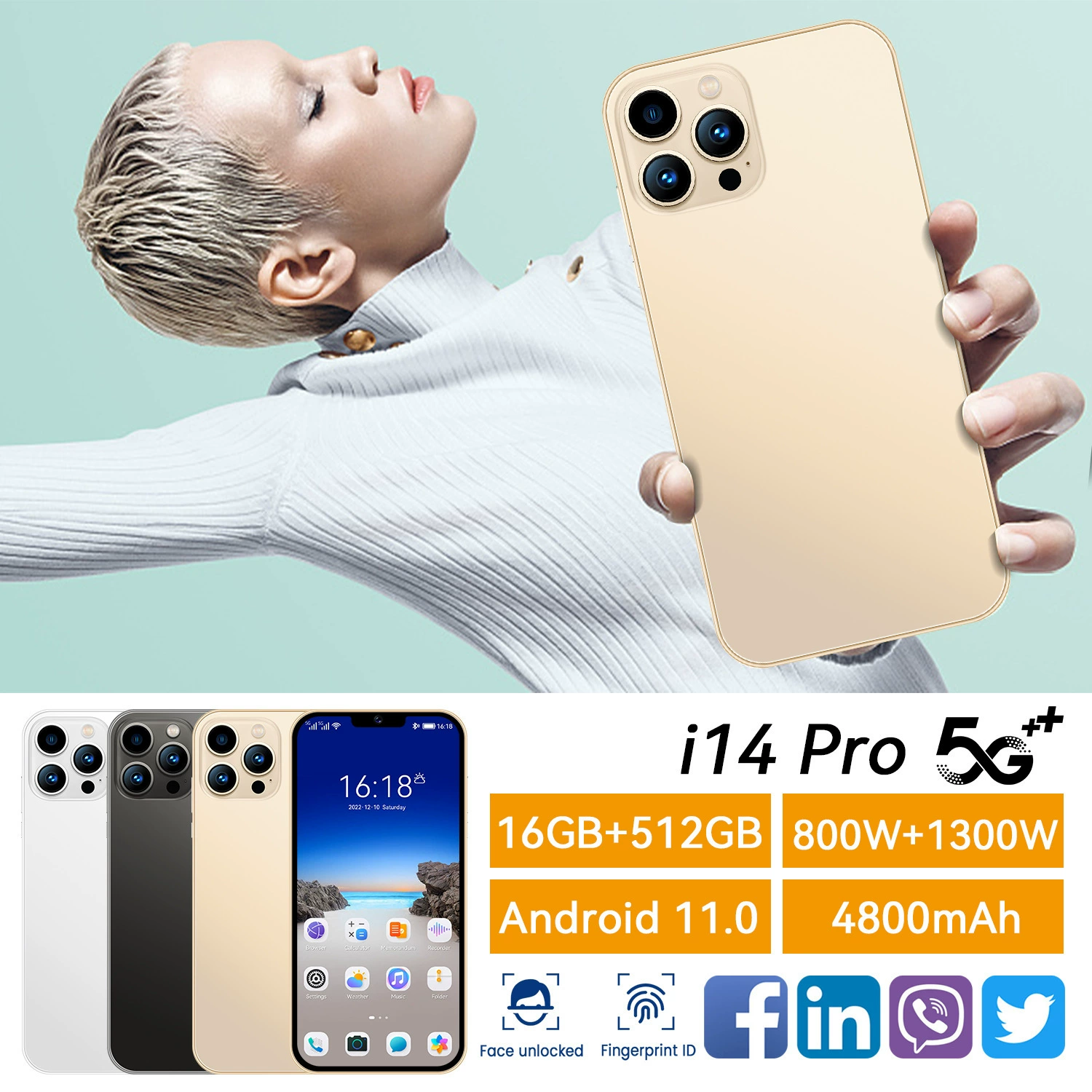 (Граница торговли), мобильный телефон, смартфон, intel core i14, pro6, 6.8 дюйма, широкий экран, 512gb, Android