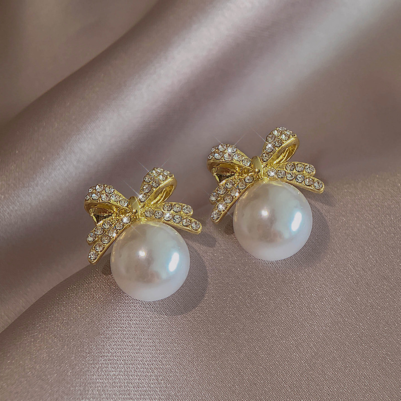 골드 리본 진주 귀걸이 1