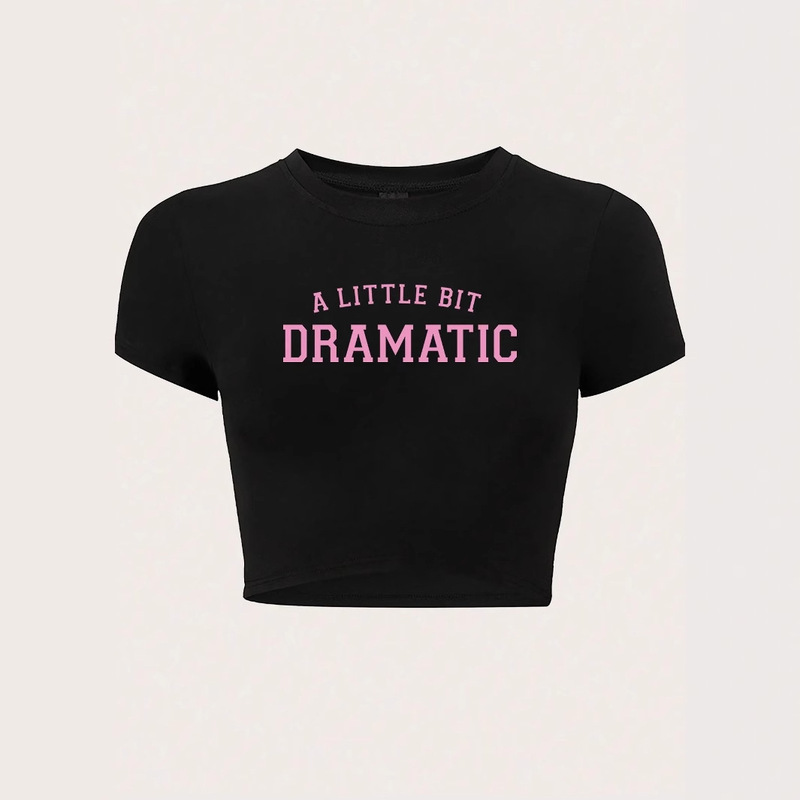 2025 Fashion Slogan Letter Summer Ins New Women's Clothing Y2K Slim Fit Crop Top Short-Sleeve T-Shirt Sweet and Spicy Top
