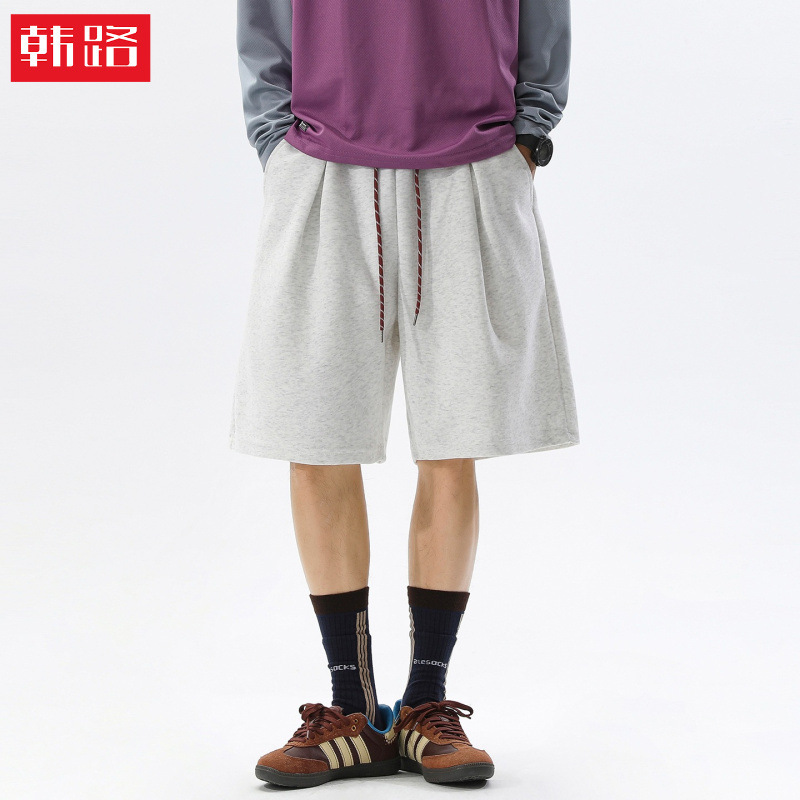 Trendy brand sports casual shorts, summer thin style, color-blocking drawstring mid-length pants, pleated, loose, breathable, five-point sweatpants Trendy brand sports casual shorts, summer thin style, color-blocking drawstring mid-length pants, pleated, loose, breathable, five-point sweatpants