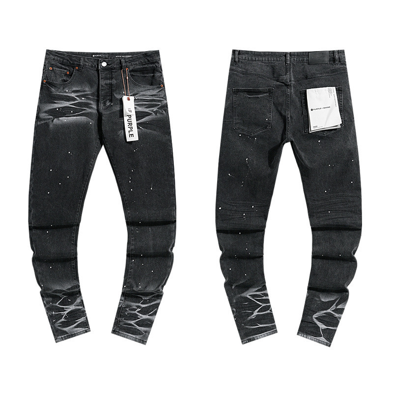 高品质PURPLE&AMIRI牛仔裤美式Jeans高街破洞补丁嘻哈直筒长裤男|undefined