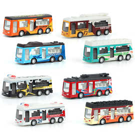 儿童回力玩具小汽车合金公交车玩具公共汽车巴士模型旅游观光大巴