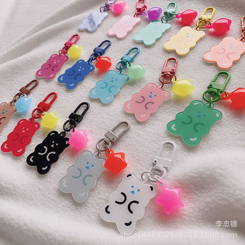 Cross-border Korean new color soft candy bear keychain bag pendant small jewelry pencil case mobile phone ornaments wholesale Cross-border Korean new color soft candy bear keychain bag pendant small jewelry pencil case mobile phone ornaments wholesale