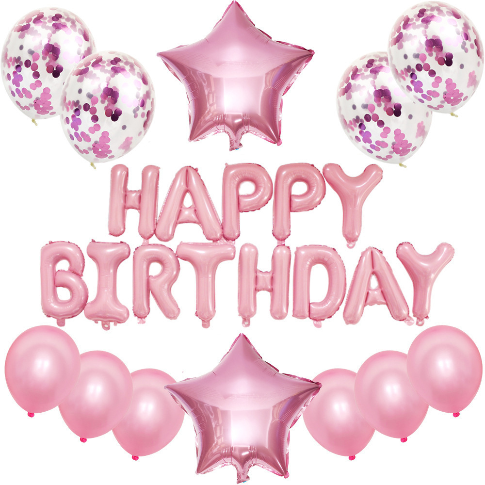 25 unids transfronteriza especial para Feliz cumpleaños traje de globo de aluminio fiesta de cumpleaños decoración arreglo suministros Bola de lentejuelas
