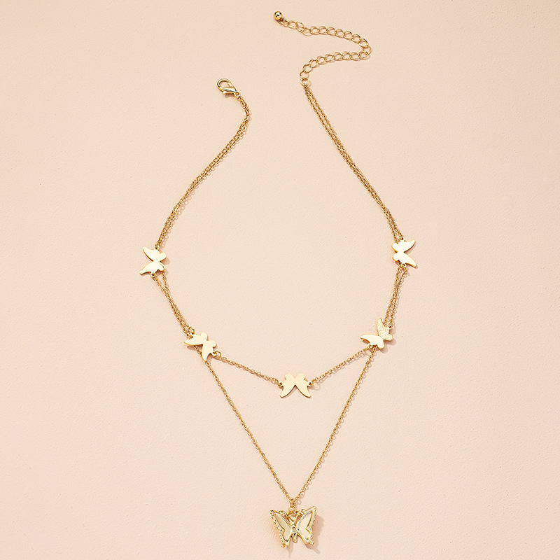 wholesale jewelry simple butterfly pendant double layer necklace Nihaojewelry