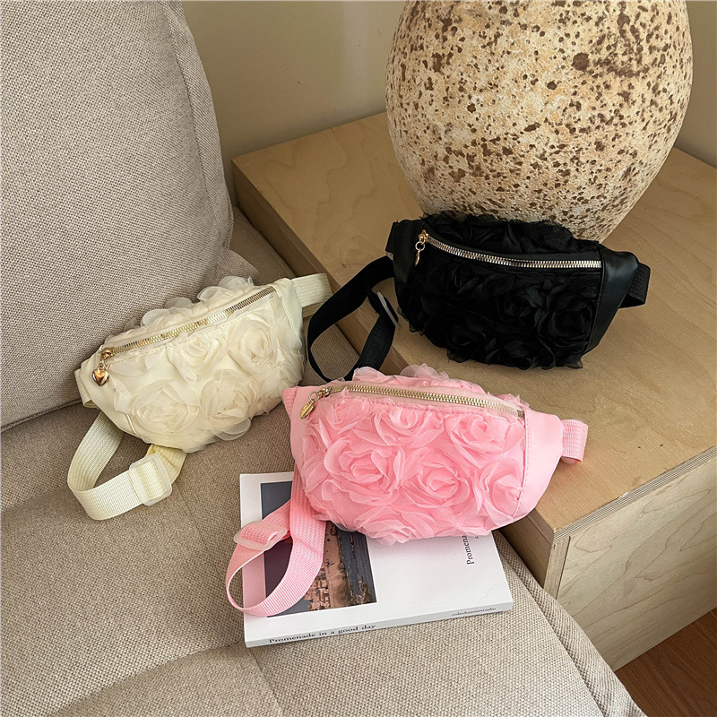 2026 nuevo dulce flor de malla bolso de cintura moda simple personalidad mochila de hombro bolso de damas bolso de pecho de encaje