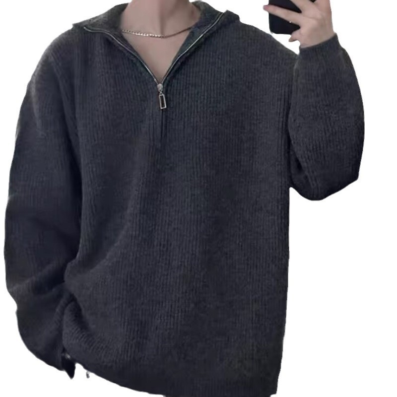 2024 nuevo overcoat de punto de cuello redondo de tendencia masculina de otoño y invierno de tamaño grande suéter de alto nivel de viento perezoso