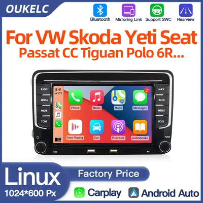 7inch Suitable for Volkswagen Golf, Seat, and Touran Car Central Control Large Screen Navigation Carplay Player (DVD Navigation)
