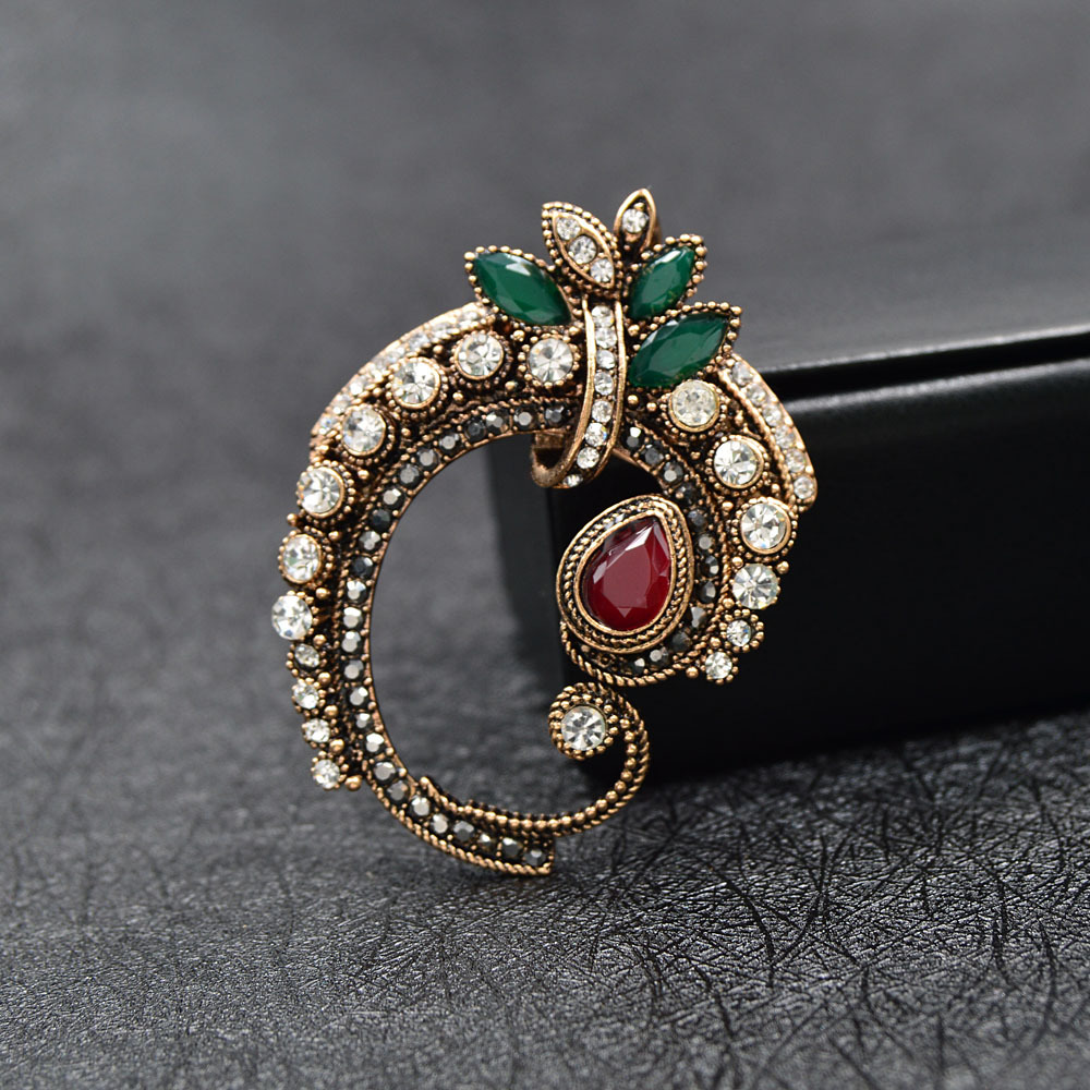 Spilla donna retro elegante design floreale con strass brillanti_voghion.com