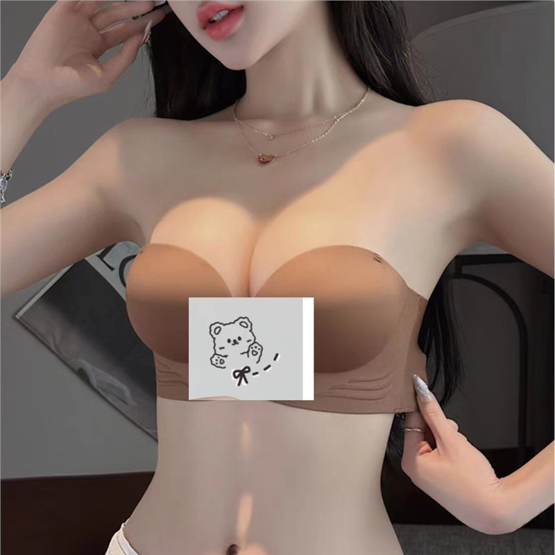 跨境东南亚内衣女无肩带小胸聚拢防滑上托一字肩抹胸前扣隐形文胸|undefined