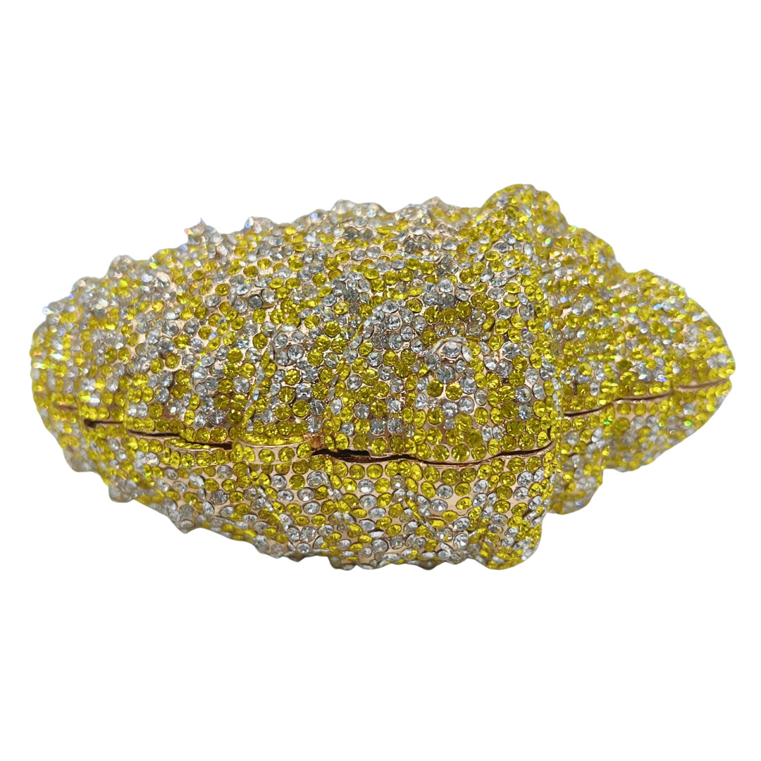Clutch nữ hình vỏ sò đính đá dạ hội cầm tay — màu vàng, màu hồng, tím hoa violet, tùy chỉnh màu khác