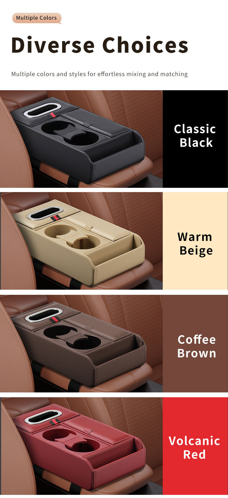 Cross-Border Car Armrest Box Heightening Pad Storage Box Tissue Box Cup Holder Car Multifunctional Storage Box Organizer