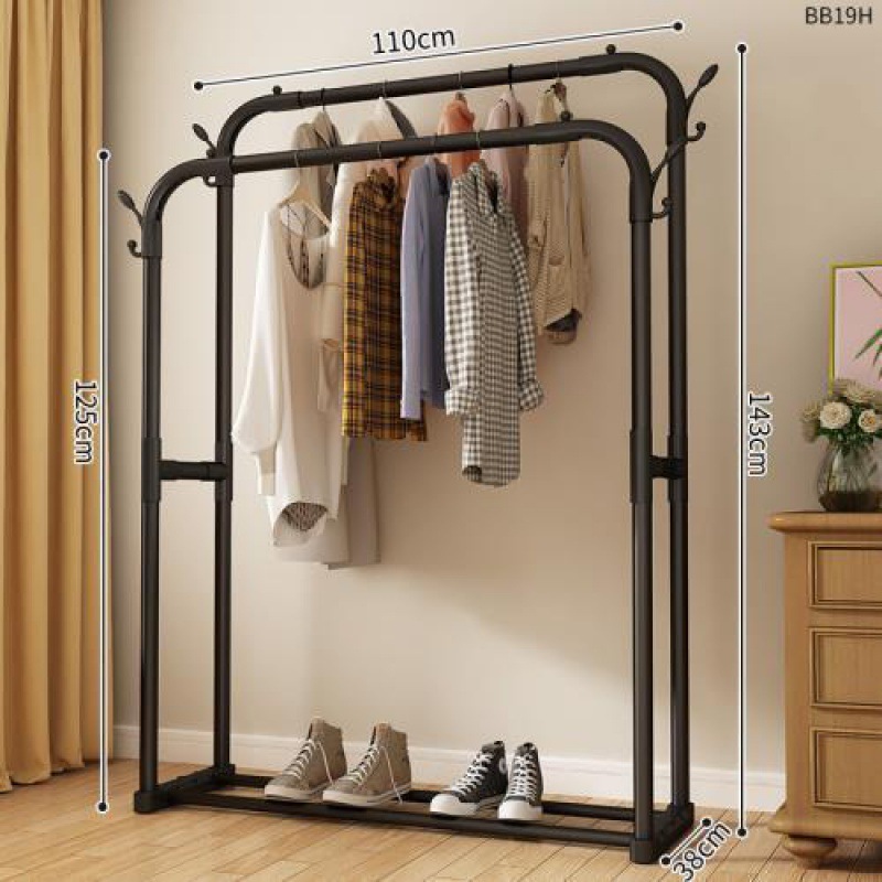 Percha de gorras percha de ropa interior del dormitorio percha de ropa de doble varilla percha de secado percha de ropa de piso percha de almacenamiento de ropa móvil conveniente