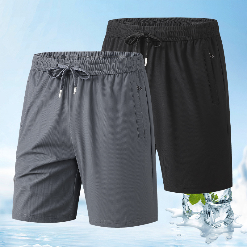 Ice Silk Casual Men's Shorts for Outdoor Wear, New Summer Style, Straight Loose Fit, Large Size, Quick-Dry Sports Shorts, Thin Style
