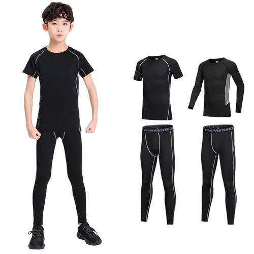Children's Tight Fitting Training Suit Underwear Basketball Long Sleeve Shorts Quick Dry Sports Set Boys' Football Underpants 