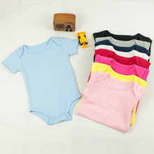 外贸婴儿宝宝短袖纯色哈衣连体衣新生儿夏季包臀衣服婴儿服装短爬