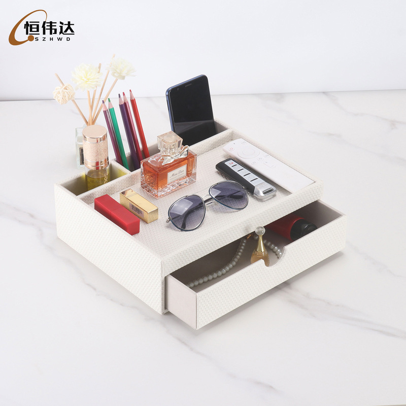 Cross-Border Export Leather Multifunctional Desktop Storage Box Bedside Cosmetics Hand Jewelry Box Entrance Glasses Holder