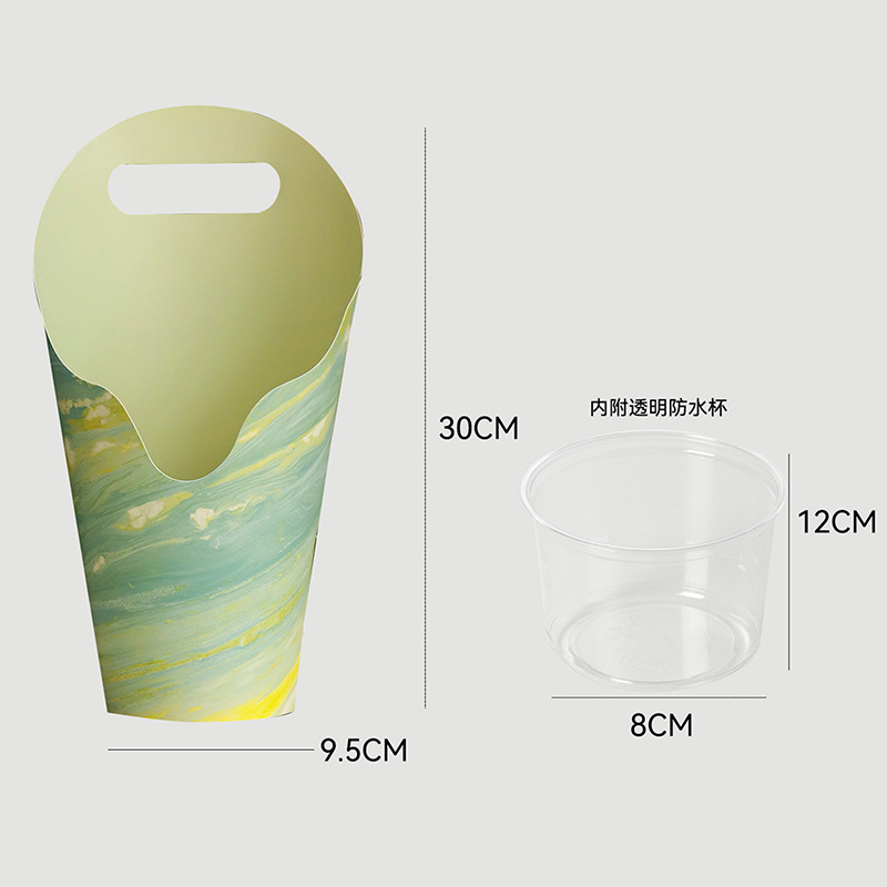 圆形手提盒蝴蝶兰礼盒INS花盒圆筒手提插花盒鲜花花束手工diy材料|undefined