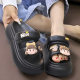 2025 New Summer 5CM Thick Sole Two Wear Sandals Women's Home and Outer Wear Cute Cartoon Beach Shoes Fashion Sandals
