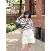 南油高定25夏季新品五角星字母提花海军风条纹针织背心无袖针织衫