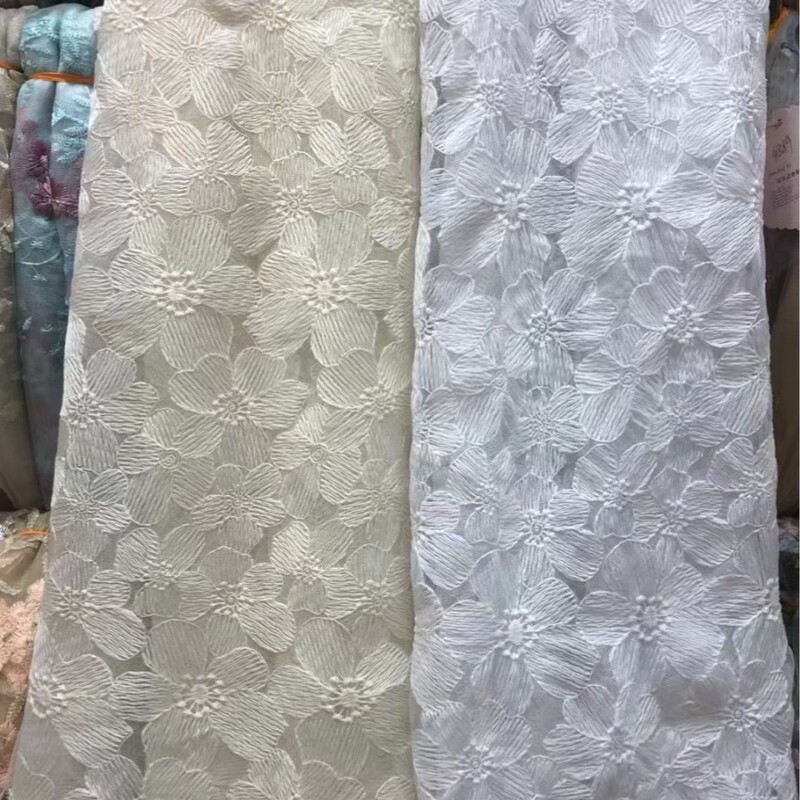 New Chinese-Style Peach Blossom Organza Glass Yarn Swiss Net Embroidery Fabric Dress Qipao Mother's Dress Lace