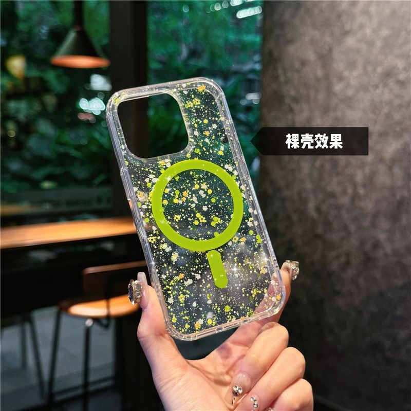 iphone16promax 磁気電話ケース Apple 17 カラフルなグリッター 15 花透明シェル保護カバーに適しています。|undefined