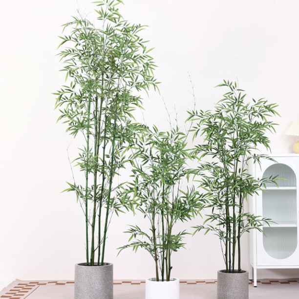 Nuevo bambú de simulación de estilo chino bambú falso bambú verde en macetas decoración de interiores bonsai pantalla de patio paisaje estilo minimal