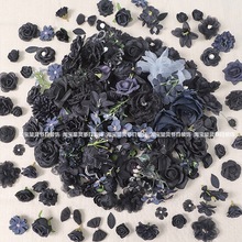 暗黑花朵黑色假花绢花哥根特装饰花diy手工材料布景道具