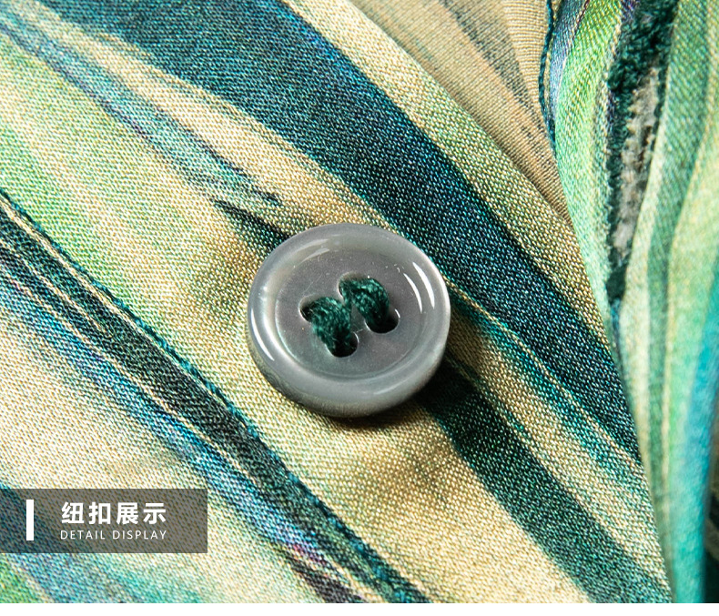 Áo polo nam tay ngắn lụa tơ tằm cổ bẻ họa tiết — Màu xanh lá cây sơn dầu 6133 chi tiết 15