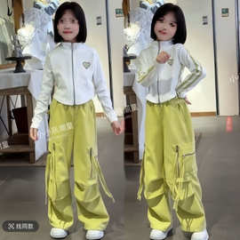 女童春装套装儿童2025春秋新款女大童休闲洋气女孩工装裤两件套潮