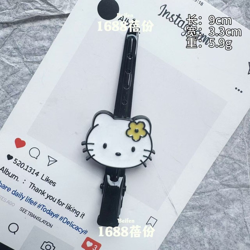 クリーム風ピンクブルー猫リボンメイク前髪クリップシームレス甘いガーリーハート毛根ふわふわクリップ漫画|undefined