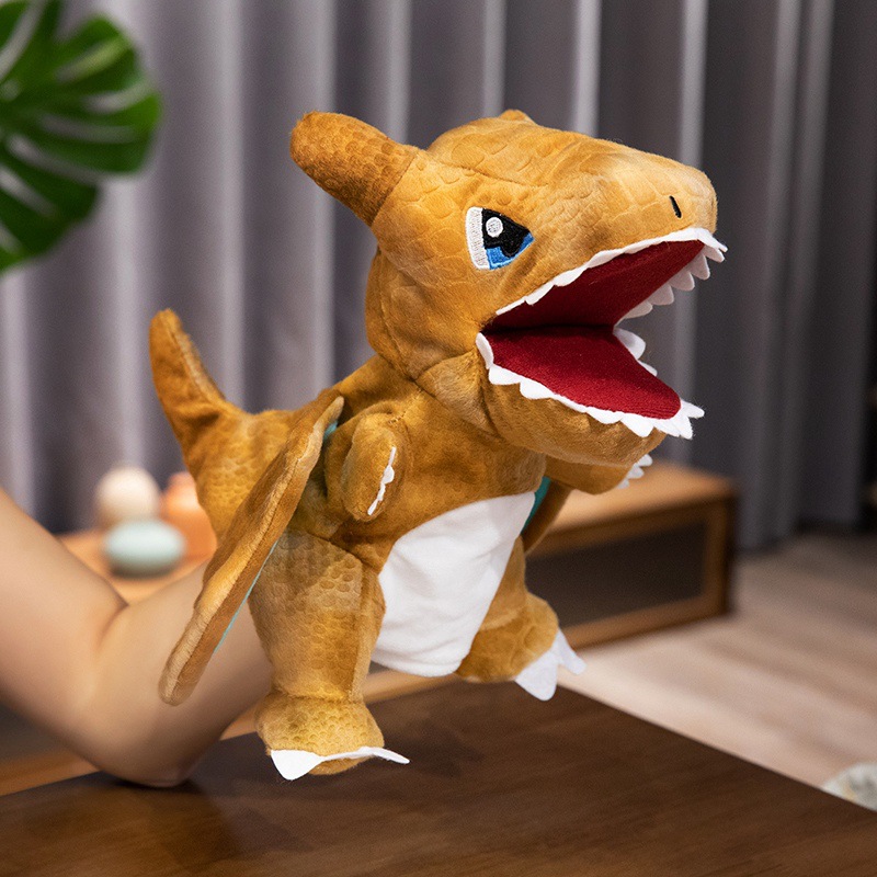 dibujos animados dragón arrojador de fuego raptor dinosaurio muñeca calmar muñeca padres-hijos guantes interactivos muñecas de educación temprana accesorios de rompecabezas