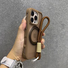 360旋转支架磁吸适用苹果17promax手机壳iPhone16带挂绳手绳磨砂5